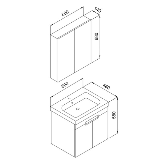 Σετ Μπάνιου Trend Ανθρακί Ματ 60cm