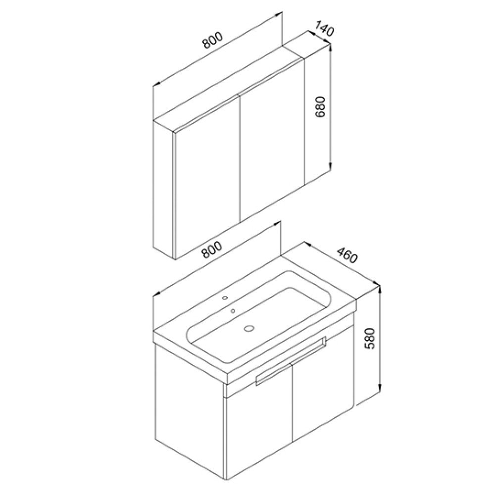 Σετ Μπάνιου Trend Ανθρακί Ματ 80cm