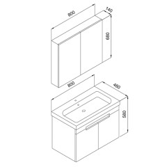 Σετ Μπάνιου Trend Ανθρακί Ματ 80cm
