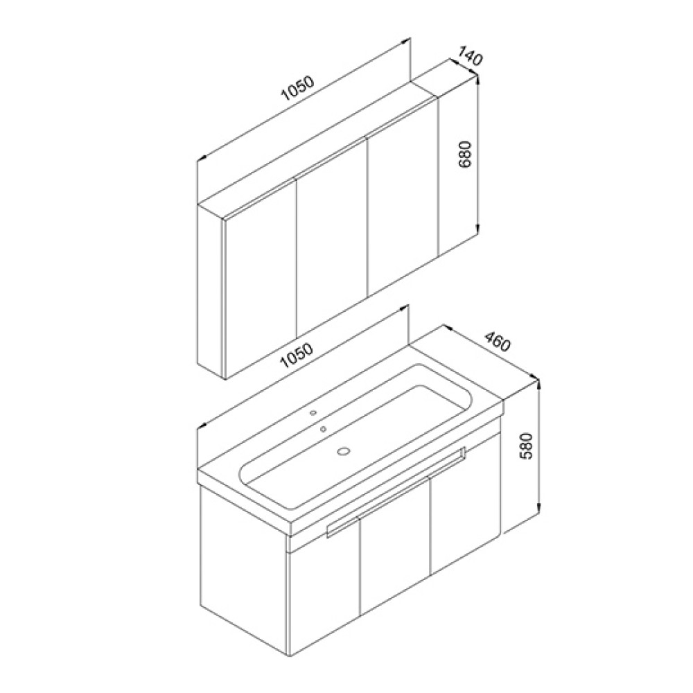 Σετ Μπάνιου Trend Ανθρακί Ματ 105cm