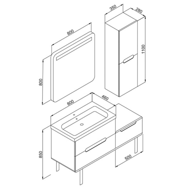 Bathroom Furniture Masal Anthracite 130cm