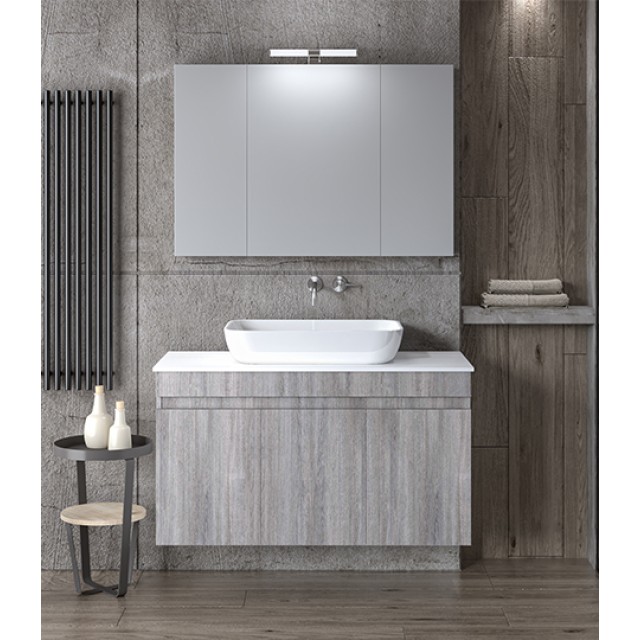 Bathroom Furniture Omega Top Grey & Oak 100cm