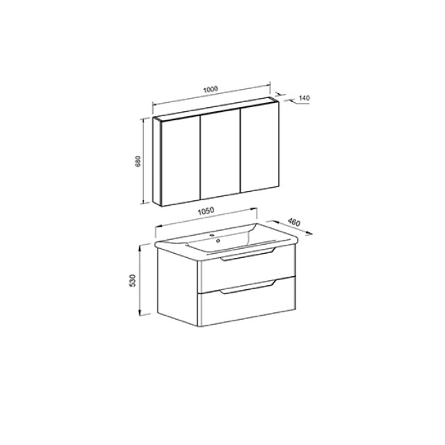 Bathroom Furniture Perla Anthracite 100cm