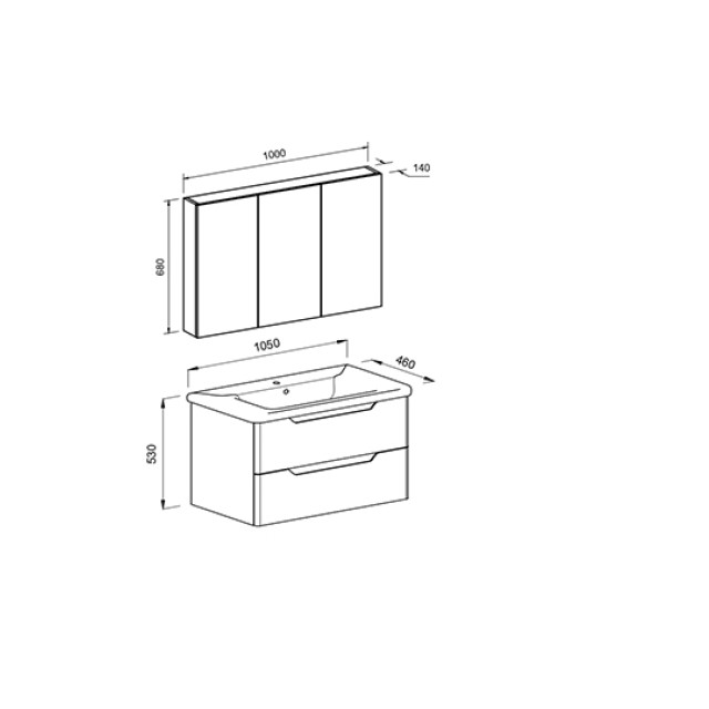 Bathroom Furniture Perla White 100cm