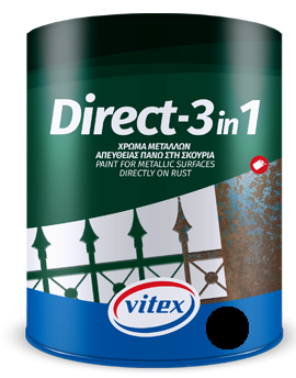 Vitex Direct 3 in 1 Γυαλιστερό Χρώμα Μετάλλων Μαύρο 2.5L